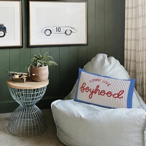 Long Live Boyhood Throw Pillow Cover 12x20 for Kids Room