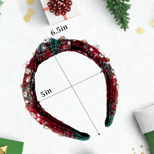 Esitrormi Christmas Pearl Knotted Headband - Green Wide Hairband