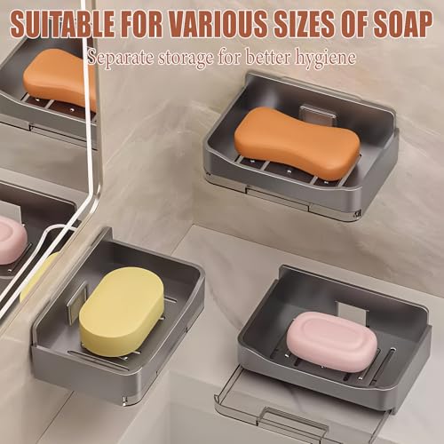 IVICOO Adhesive Soap Holder for Shower - 2 Pack, Self-Draining Bar Soap Dish