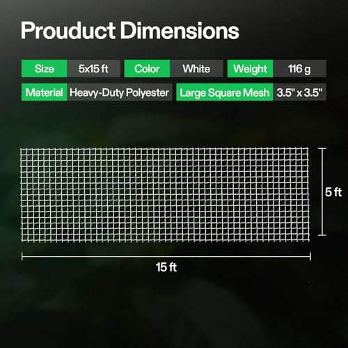 VIVOSUN 5x15 ft Heavy-Duty Plant Trellis Netting for Climbing Plants