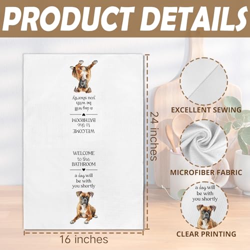 Funny Boxer Dog Hand Towel - 16x24 Inch Decorative Bathroom Decor