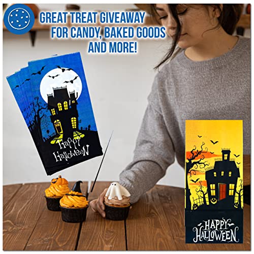 Halloween Treat Paper Bags - 40-Pack with Spooky Designs