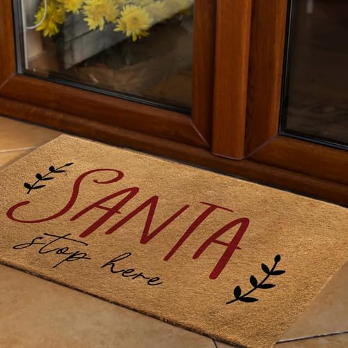 Christmas Welcome Coir Doormat - 16.9 x 30.3 Inch Non-Slip Holiday Decor