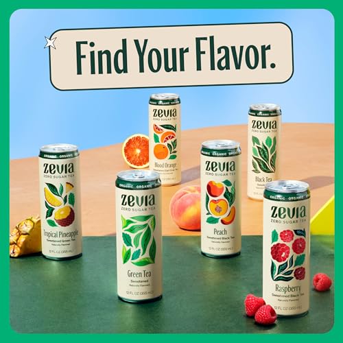 Zevia Organic Raspberry Black Tea - Naturally Sweetened, Zero Calories