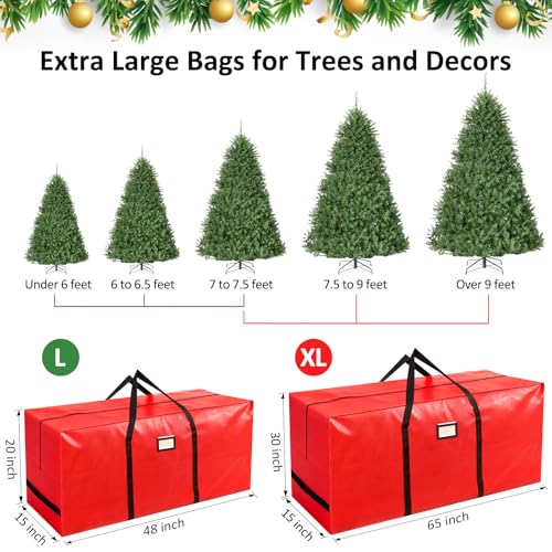 7.5 ft Christmas Tree Storage Bag - Heavy-Duty Waterproof Red Tote