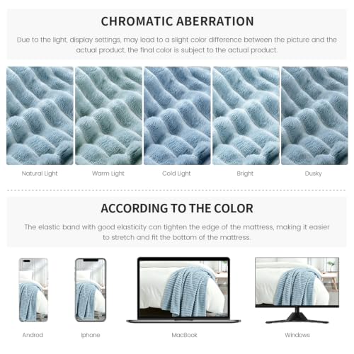 BOURINA Blue Flannel Throw Blanket 50x60 Inch Cozy Fleece for Home
