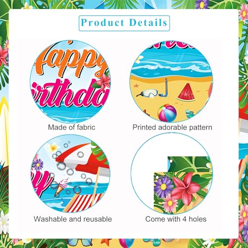 Summer Beach Birthday Backdrop 71x43 Inch Tropical Party Banner for Celebrations