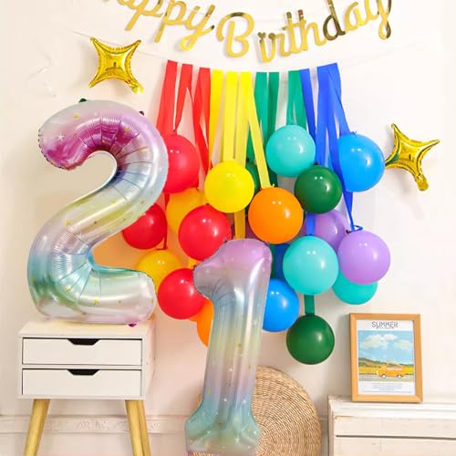 40 Inch Rainbow Number 11 Foil Balloon for Birthday & Celebration