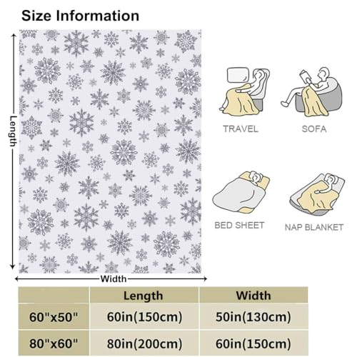 Christmas Snowflake Throw Blanket - 60x80 Inches Cozy Fuzzy Fleece for Holiday Winter