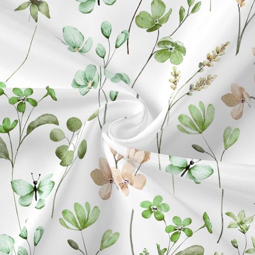 Litabel 36 x 72 Small Shower Curtain, Waterproof Watercolor Floral Fabric