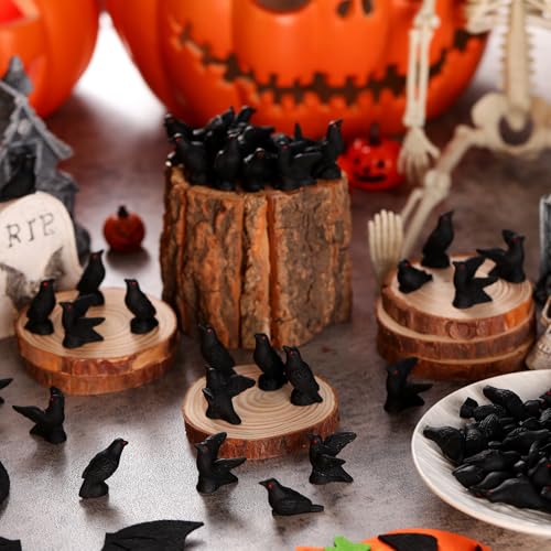 Yalikop 20 Pcs Mini Black Resin Crow Figurines Halloween Decor