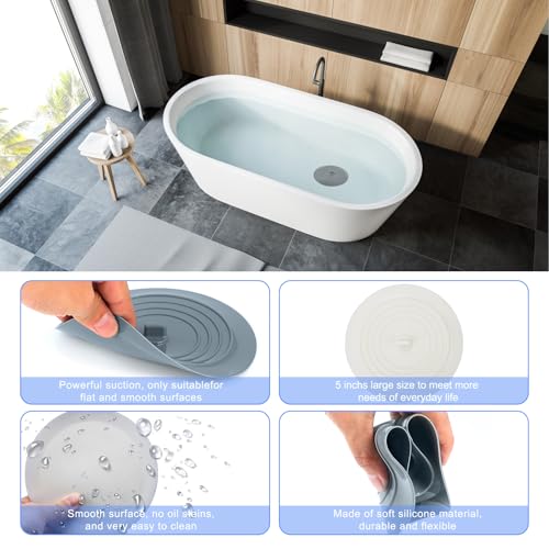 V-TOP Silicone Bathtub Drain Stopper, 5-Inch 2-Pack, Universal