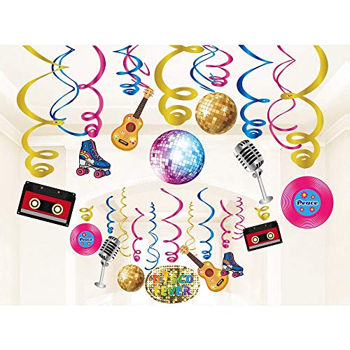 Disco Hanging Swirl Decorations - Retro Party Decor for Kids