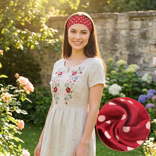 Snuviax 8 Pack Classic Polka Dot Fabric Headbands for Women Non-Slip