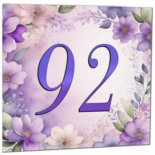 92nd Birthday Card for Women Purple Floral Design with Luxury Envelope