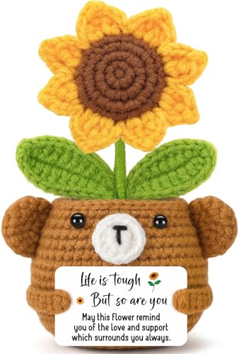 Handmade Crochet Sunflower Bear - Get Well Soon Gift for Women