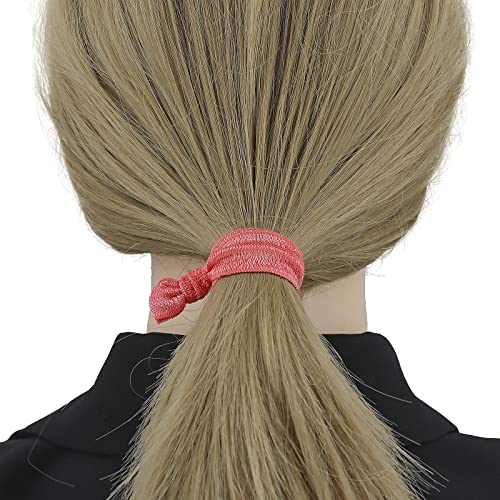 Manipepe 50 Pack Knotted Hair Ties - No Crease Watermelon Pink Ponytail Elastics