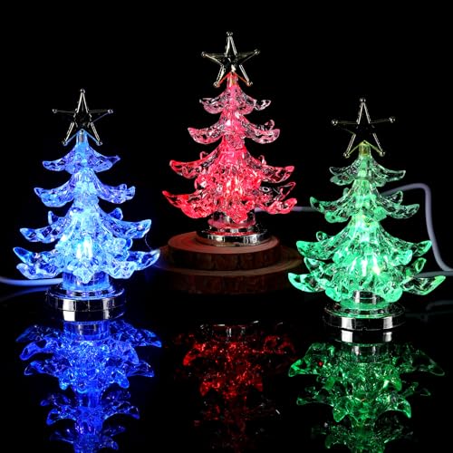 Glooglitter 8 Pcs LED Christmas Table Tree Lights - USB Decor, Multicolor