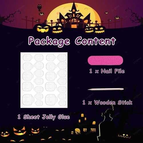Halloween Long Stiletto Press On Nails with Horror Blood Drop Design 24Pcs