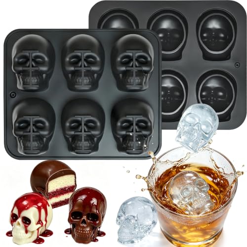 Skull Ice Cube Mold - 12 Cavity Silicone Mold for Baking & Whiskey