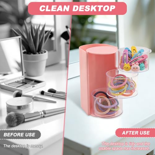 3-Layer Rotatable Hair Accessories Organizer - Pink Hair Brush Holder