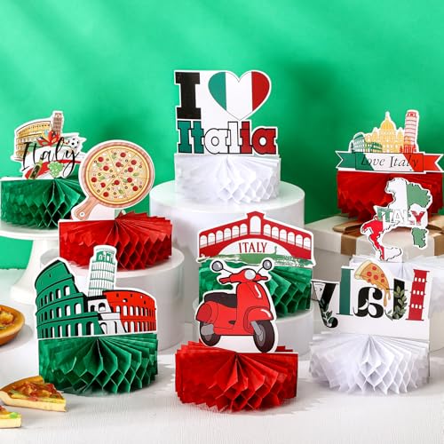 Italian Themed Honeycomb Centerpieces - 9 Pcs Party Decorations