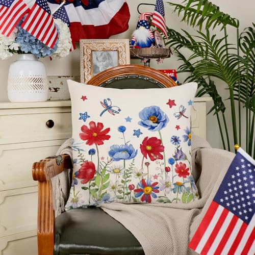 AACORS 4th of July Pillow Cover 18x18 Inch Patriotic Decor