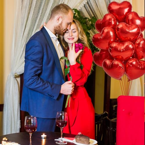 18-Inch Red Heart Balloons - 12 Premium Foil Mylar Decorations