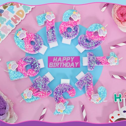 FAMGift Cute Paw Number 4 Candle – 4th Birthday Decorations for Kids Boys & Girls