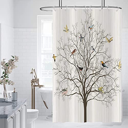 Yeele Birds Shower Curtain, Boho Farmhouse Waterproof Fabric, 48x72 Inch