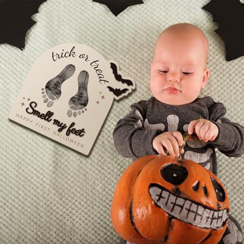 Beeveer DIY Baby Footprint Art Sign | Halloween Keepsake Decor