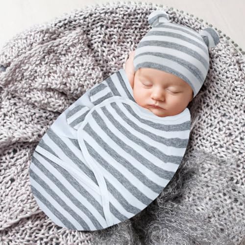 Dizila Adjustable Newborn Swaddle Blanket & Matching Hat Set - Multicolor S11