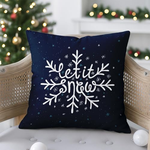 Emvency Christmas Snow Throw Pillow Covers, 20x20 Inch, Set of 2