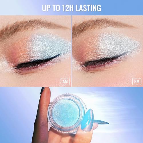 Oulac Blue Cream Eyeshadow Shimmer Glitter Long Lasting Highlighter 6g