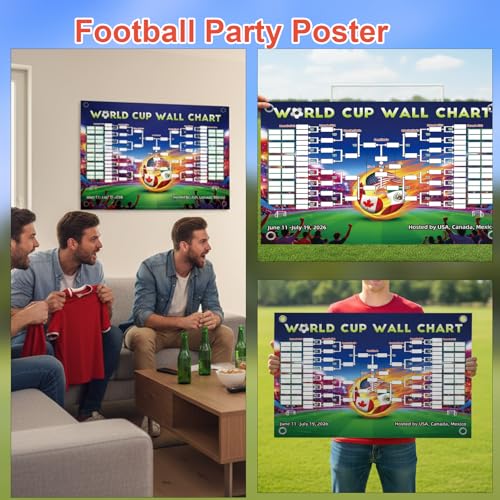 World Cup Soccer Poster - Double-Sided Match Schedule 100x60 cm