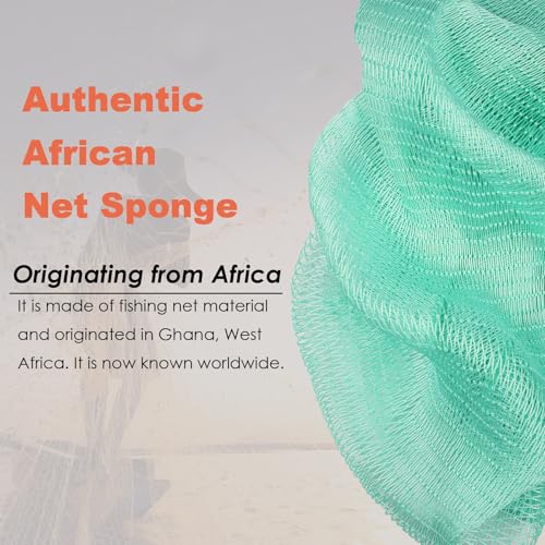 Authentic African Exfoliating Net Sponge with Handles - Light Green