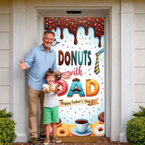 Happy Father's Day Donuts with Dad Door Banner - 71 x 35 Inch