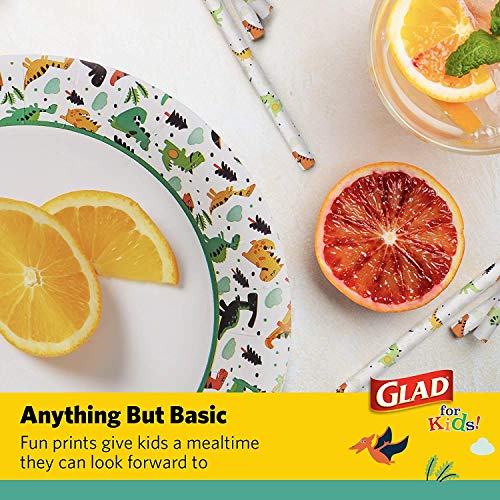 Glad Dinosaur Disposable Paper Plates, 7 Inch, Multicolor, 120 Ct