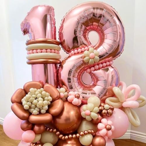 Rose Gold 40 Inch Number 4 Balloon for Birthday & Anniversary