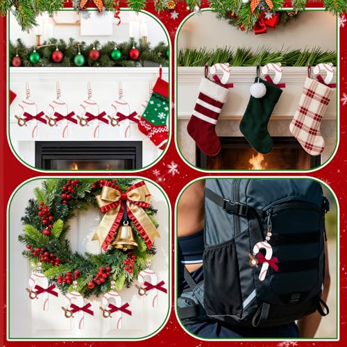 AKAIXI Wooden Baseball Candy Cane Ornaments 4-Pack Easter & Holiday Tree Decor