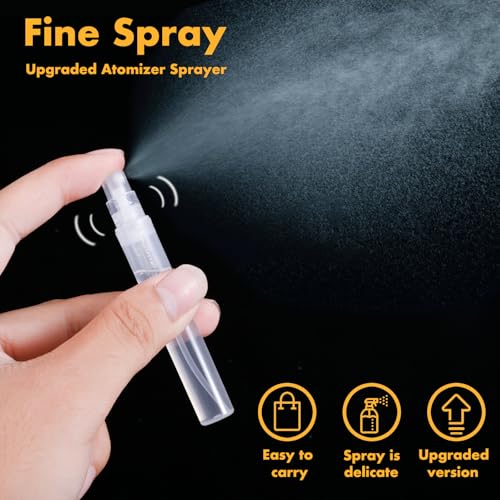 Chiallco 10-Pack 5ml Refillable Travel Perfume Spray Bottles, Clear Plastic Fine Mist Atomizers