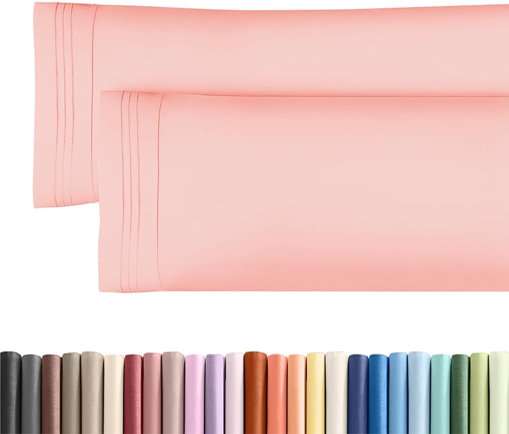 Skiennix Body Pillowcases Set of 2 | Soft, Comfy 20x54 Long Pillow Covers - Wrinkle & Fade Resistant in Baby Pink