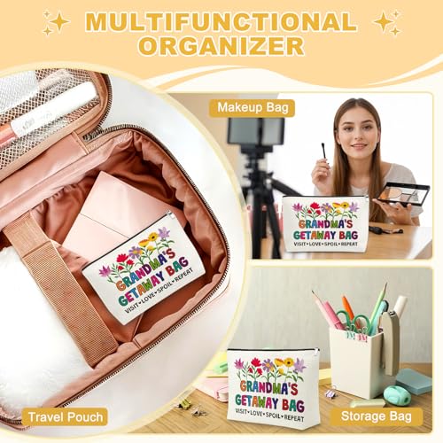 Grandma Makeup Bag Cotton Linen Travel Cosmetic Pouch Gift for Nana