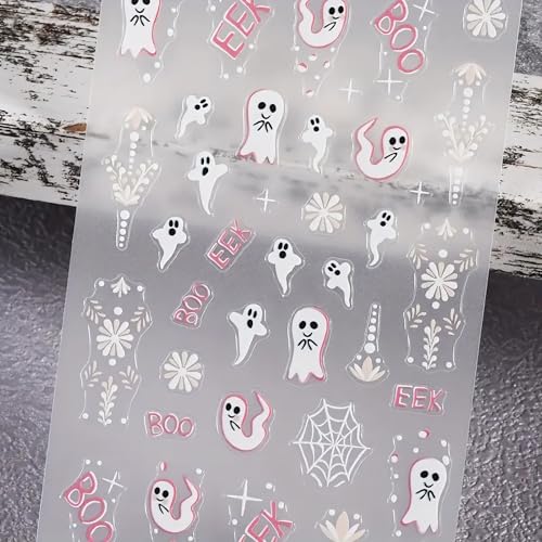 5D Embossed Halloween Ghost Nail Stickers Self-Adhesive Decals