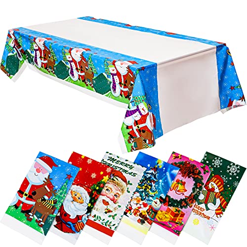 Christmas Disposable Tablecloth Set - 6 Styles 42.5x70 Inches Plastic Covers
