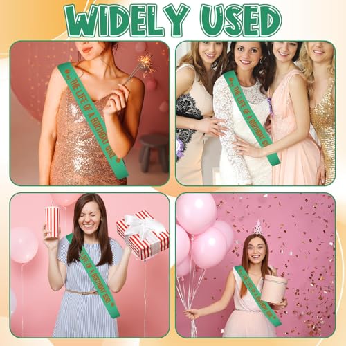 The Life of a Birthday Girl Sash - Green Showgirl Era Design, 63"