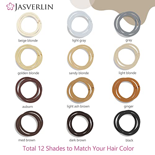 JASVERLIN Dark Brown Hair Elastics 50-Pack No Damage Ponytail Holders