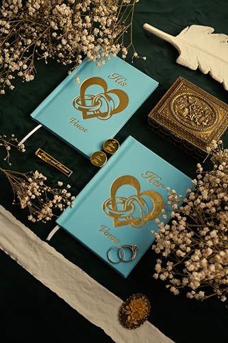 His and Hers Linen Vow Books Set with Cufflinks and Tie Clip