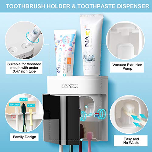 Black Wall-Mounted Automatic Toothbrush & Toothpaste Dispenser Set - Dustproof