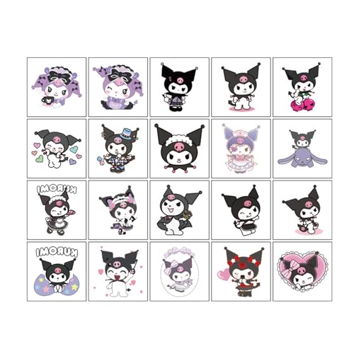 Kawaii Kuromi Temporary Tattoos 20 Sheets Sanrio Cartoon Party Favors